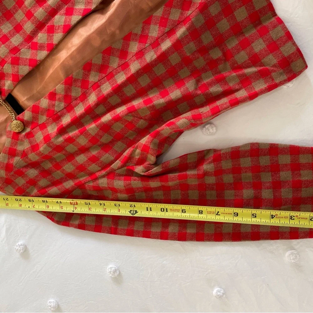 Vintage Red and Camel Plaid Bolero Jacket - Picture 4 of 7